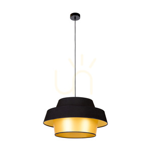 Preto Gold taklampa, 1xE27, Max. 60 W, svart metall/svart flätad sladd/svart och guldfärgad lampskärm, Ø 55 cm small 0