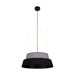 Preto Pepito taklampa, 1xE27, Max. 60 W, svart metall/svart flätad sladd/lampskärm i mönstret ”Pepitka” – svart, Ø 50 cm small 2