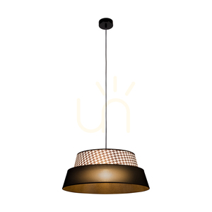 Preto Pepito taklampa, 1xE27, Max. 60 W, svart metall/svart flätad sladd/lampskärm i mönstret ”Pepitka” – svart, Ø 50 cm small 3