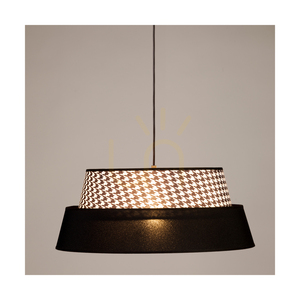 Preto Pepito taklampa, 1xE27, Max. 60 W, svart metall/svart flätad sladd/lampskärm i mönstret ”Pepitka” – svart, Ø 50 cm small 4