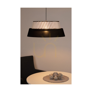 Preto Pepito taklampa, 1xE27, Max. 60 W, svart metall/svart flätad sladd/lampskärm i mönstret ”Pepitka” – svart, Ø 50 cm small 5