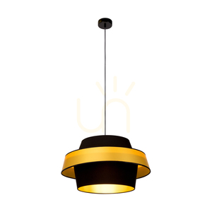 Preto Gold taklampa, 1xE27, Max. 60 W, svart metall/svart flätad sladd/svart och guldfärgad lampskärm, Ø 55 cm small 1