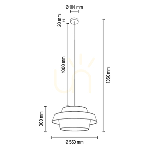Preto Gold taklampa, 1xE27, Max. 60 W, svart metall/svart flätad sladd/svart och guldfärgad lampskärm, Ø 55 cm small 4