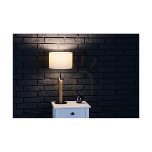 Punto bordslampa, 1xE27, Max. 60 W, oljad ek/svart metall/svart flätad sladd/flerfärgad lampskärm i tapet, Ø 27 cm small 1