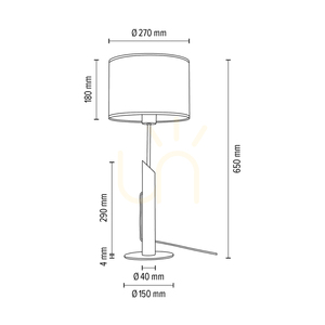 Punto bordslampa, 1xE27, Max. 60 W, oljad ek/svart metall/svart flätad sladd/flerfärgad lampskärm i tapet, Ø 27 cm small 3