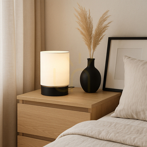 Puro bordslampa 1xE27 Max. 25 W, svart metall/svart PVC-sladd/vit lampskärm, Ø 13 cm small 1