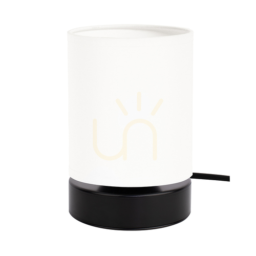 Kontrollera Puro bordslampa 1xE27 Max. 25 W, svart metall/svart PVC-sladd/vit lampskärm, Ø 13 cm