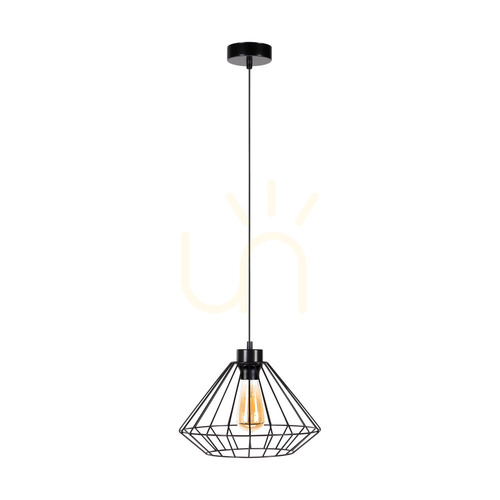 Kontrollera Raquelle taklampa, 1xE27, Max. 60 W, svart metall/svart PVC-sladd/svart metallskärm, Ø 30 cm