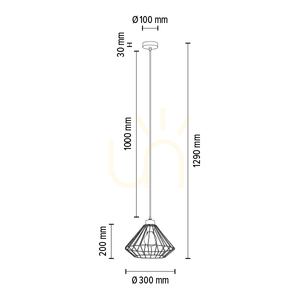 Raquelle taklampa, 1xE27, Max. 60 W, oljad ek/svart metall/svart PVC-sladd/svart metallskärm, Ø 30 cm small 4