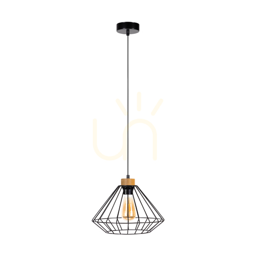 Kontrollera Raquelle taklampa, 1xE27, Max. 60 W, oljad ek/svart metall/svart PVC-sladd/svart metallskärm, Ø 30 cm