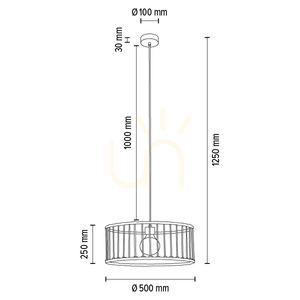 Reve taklampa, 1xE27, Max. 15 W LED, oljad ek/natur, flätad kabel/krämfärgad flätad bomullssladd, Ø 50 cm small 5