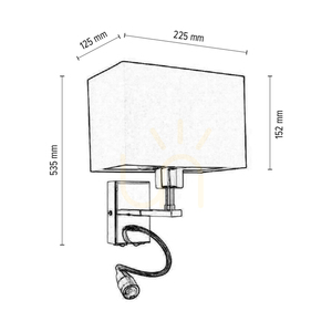Relax vägglampa 1xE27 Max. 25 W, inkluderar 1 st LED-lampa 4000 K 2,5 W, krommetall/svart, lampskärm 22,5 cm small 2