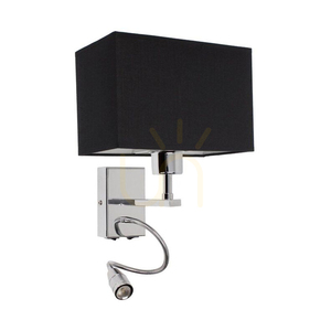 Relax vägglampa 1xE27 Max. 25 W, inkluderar 1 st LED-lampa 4000 K 2,5 W, krommetall/svart, lampskärm 22,5 cm small 0