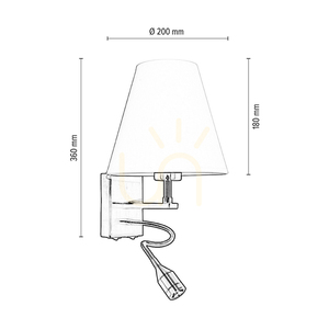 Relax vägglampa: 1xE27 (max. 60 W), 1 st LED 3000 K 1 W, metallpatina/vit, 25 cm lampskärm small 2