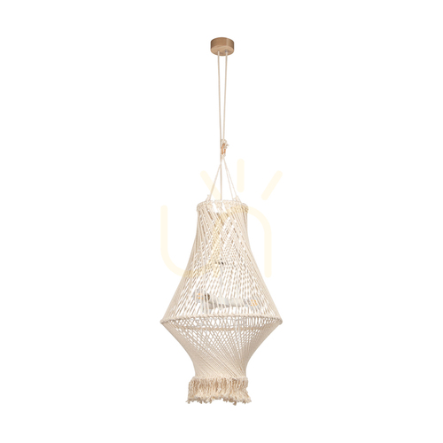 Kontrollera Reve 3xE27 Max. 15 W LED-pendellampa, oljad ek/natur, flätad kabel/krämfärgad flätad bomullssladd, Ø 50 cm