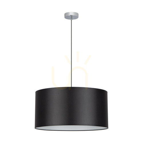 Kontrollera Rima taklampa, 1xE27, Max. 60 W, krommetall/antracitfärgad flätad sladd/svart lampskärm, Ø 50 cm