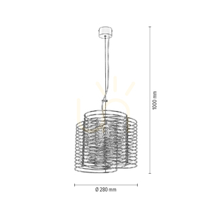 Ringo taklampa, 1xE27, Max. 60 W, svart metall/svart PVC-kabel, Ø 28 cm small 2