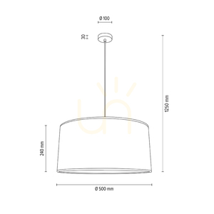Rima taklampa, 1xE27, Max. 60 W, krommetall/antracitfärgad flätad sladd/grå lampskärm, Ø 50 cm small 3