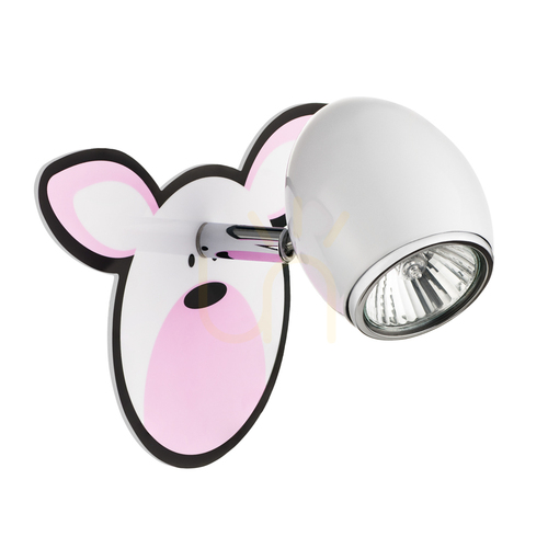 Kontrollera Rubby vägglampa, 1xGU10, Max. 50 W, vit/kromfärgad metall med kaninmotiv, 20 cm