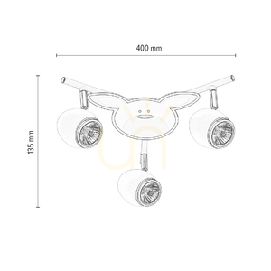 Rubby taklampa, 3xGU10, Max. 50 W, vit/kromfärgad metall med kaninmotiv, Ø 40 cm small 2