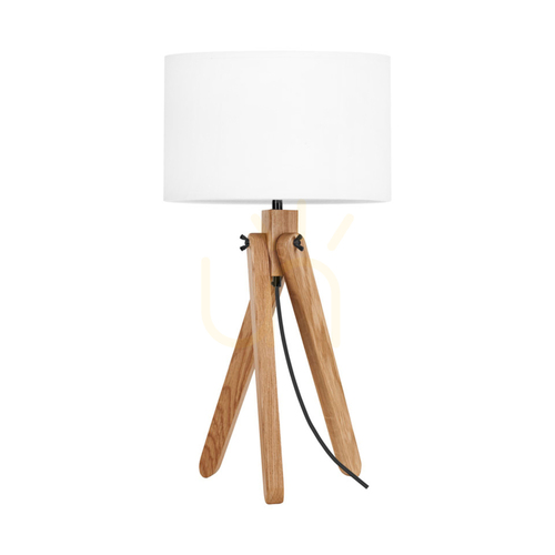 Kontrollera Rune bordslampa, 1xE27, Max. 40 W, oljad ek/svart PVC-sladd/vit lampskärm, Ø 30 cm
