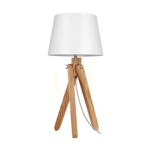 Kontrollera Rune bordslampa, 1xE27, Max. 40 W, oljad ek / genomskinlig PVC-sladd / vit lampskärm, Ø 30 cm