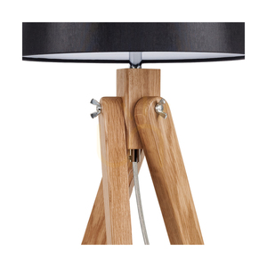 Rune bordslampa, 1xE27, Max. 40 W, oljad ek / genomskinlig PVC-sladd / svart lampskärm, Ø 30 cm small 1