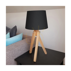 Rune bordslampa, 1xE27, Max. 40 W, oljad ek / genomskinlig PVC-sladd / svart lampskärm, Ø 30 cm small 2