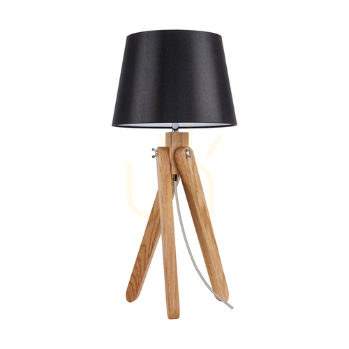 Kontrollera Rune bordslampa, 1xE27, Max. 40 W, oljad ek / genomskinlig PVC-sladd / svart lampskärm, Ø 30 cm