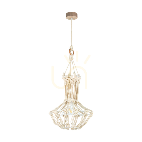 Kontrollera Samba taklampa, 1xE27, Max. 15 W LED, oljad ek/natur, flätad kabel/krämfärgad flätad bomullssladd, Ø 35 cm