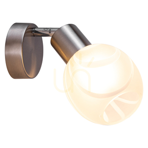 Sara vägglampa 1xE14 Max. 40 W, satinmetall/vit glasskärm, 22 cm small 1