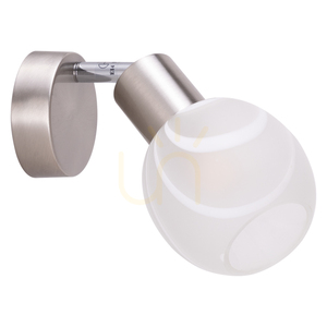 Sara vägglampa 1xE14 Max. 40 W, satinmetall/vit glasskärm, 22 cm small 0