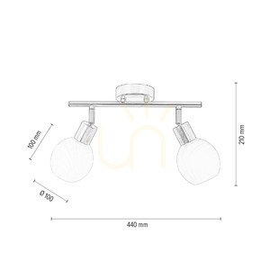 Sara taklampa, 2xE14, Max. 40 W, satinmetall/vit, glasskärm, 44 cm small 4