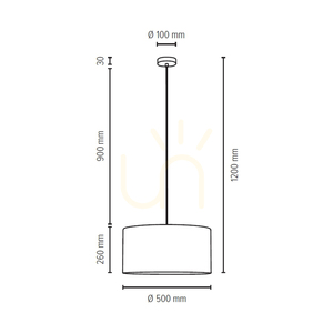 Scarlett taklampa, 1xE27, Max. 60 W, satinmetall / genomskinlig PVC-sladd / grå lampskärm, Ø 50 cm small 2