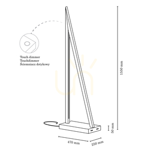 Segel golvlampa, 2xLED, 3000 K, 32,5 W, oljad ek/antracit, flätad sladd med beröringsdimmer, 47 cm small 2