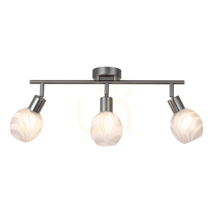 Sara taklampa, 3xE14, Max. 40 W, satinmetall/vit, glasskärm, 59 cm small 1