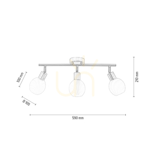 Sara taklampa, 3xE14, Max. 40 W, satinmetall/vit, glasskärm, 59 cm small 4
