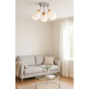 Skaja taklampa, 3xE27, Max. 40 W, oljad ek/krommetall/vit glasskärm, Ø38 cm small 2