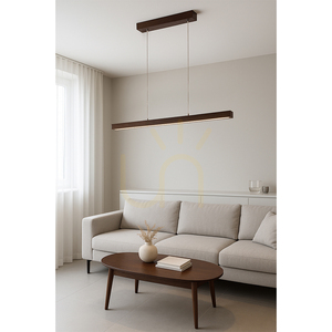 Smal 1xLED 3000K 15W taklampa, bok- och valnötsträ / genomskinlig PVC-sladd med beröringsdimmer, 100 cm small 1