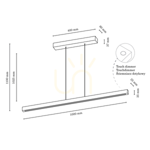 Smal 1xLED 3000K 15W taklampa, bok- och valnötsträ / genomskinlig PVC-sladd med beröringsdimmer, 100 cm small 2
