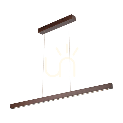 Kontrollera Smal 1xLED 3000K 15W taklampa, bok- och valnötsträ / genomskinlig PVC-sladd med beröringsdimmer, 100 cm
