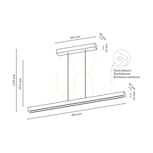 Smal 2xLED 3000K 22,5 W taklampa, bok- och valnötsträ / genomskinlig PVC-sladd med beröringsdimmer, 80 cm small 4