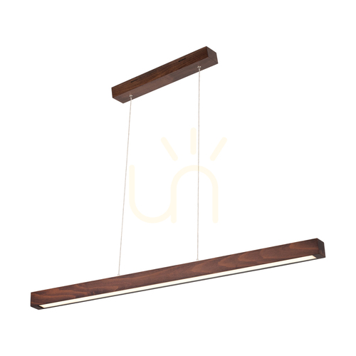 Kontrollera Smal Single 2xLED 3000K 28,5 W taklampa, bok- och valnötsträ / genomskinlig PVC-sladd med beröringsdimmer, 100 cm
