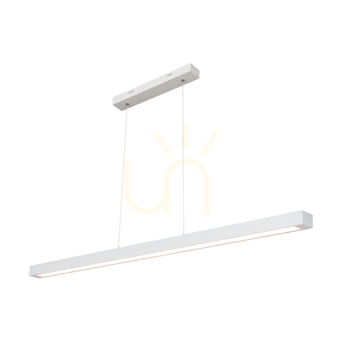 Kontrollera Smal 2xLED 3000K 34,5 W taklampa, vitt bokträ / genomskinlig PVC-sladd med beröringsdimmer, 110 cm