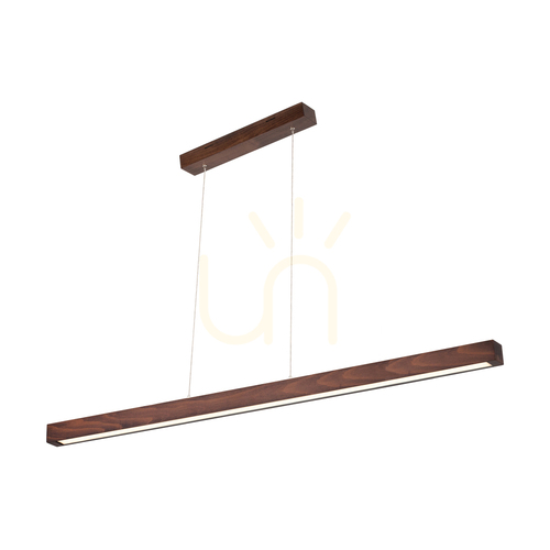 Kontrollera Smal 2xLED 3000K 34,5 W taklampa, bok- och valnötsträ / genomskinlig PVC-sladd med beröringsdimmer, 120 cm