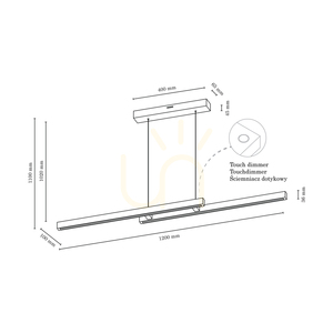 Smal Double 2xLED 3000K 22,5 W taklampa, björk/transparent PVC-sladd med beröringsdimmer, 120 cm small 4