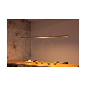 Smal Double 2xLED 3000K 28,5 W taklampa, björk/svart metall/transparent PVC-kabel med touch-dimmer, 150 cm small 3