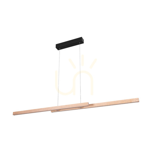 Kontrollera Smal Double 2xLED 3000K 28,5 W taklampa, björk/svart metall/transparent PVC-kabel med touch-dimmer, 150 cm