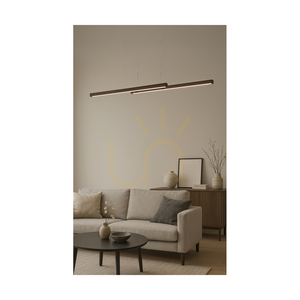 Smal Double 2xLED 3000K 28,5 W taklampa, bok- och valnötsträ / genomskinlig PVC-sladd med beröringsdimmer, 150 cm small 2
