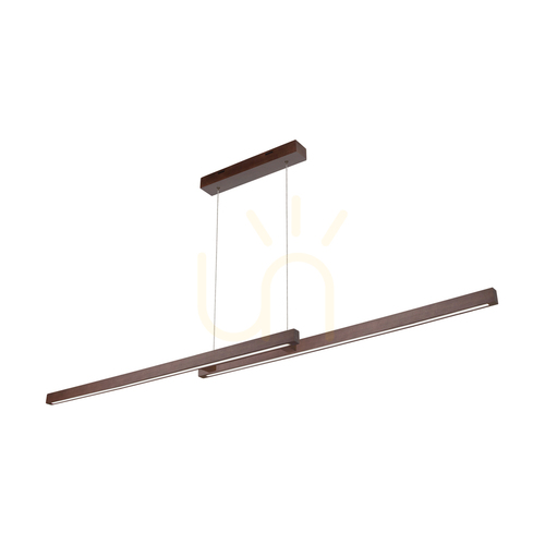 Kontrollera Smal Double 2xLED 3000K 28,5 W taklampa, bok- och valnötsträ / genomskinlig PVC-sladd med beröringsdimmer, 150 cm